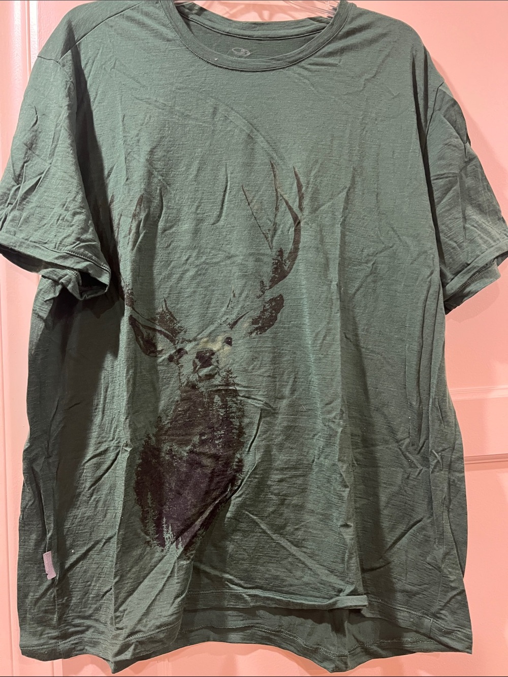 Icebreaker Forest Green Tee with Deer Graphic